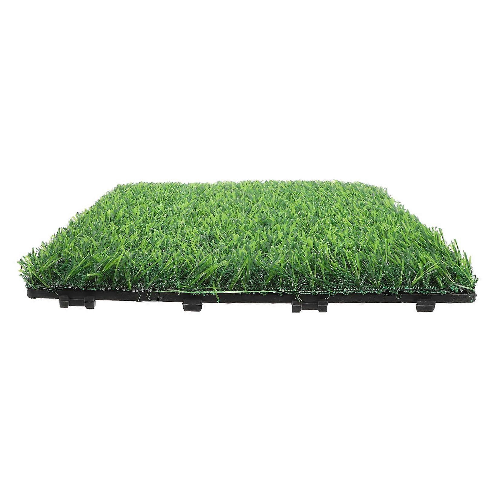 Realistic Artificial Grass Tiles Interlocking UV Protected Weatherproof Synthetic Turf For Patio Garden Outdoor Portable