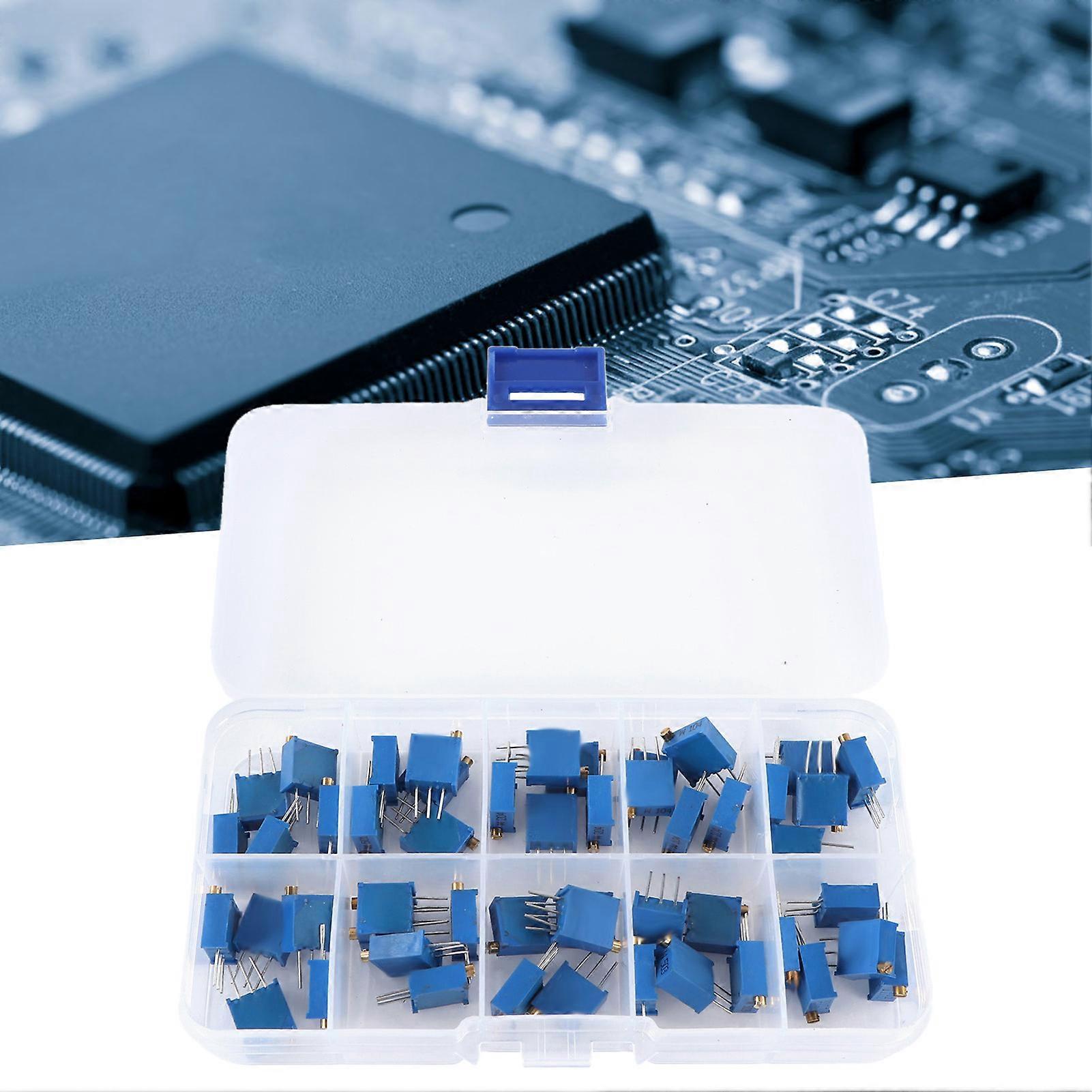 50Pcs 3296W Potentiometer Adjustable 500 1K 2K 5K 10K 20K 50K 100K 200K 1M Ohm Variable Resistor Potentiometer 