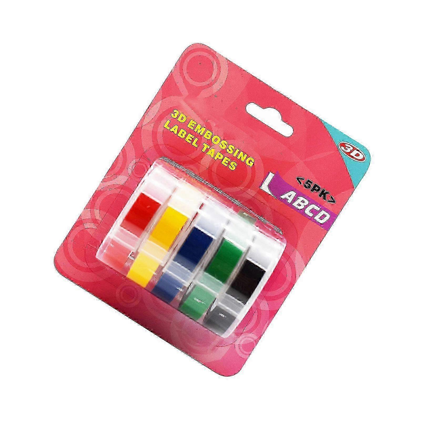 5 Pack Replacement for Label Maker Refills 9mm*300cm/Roll Manual Embossing Label Tape Refills Compatible with DYMO 12813/12814/1610/1540/1535/1575/17