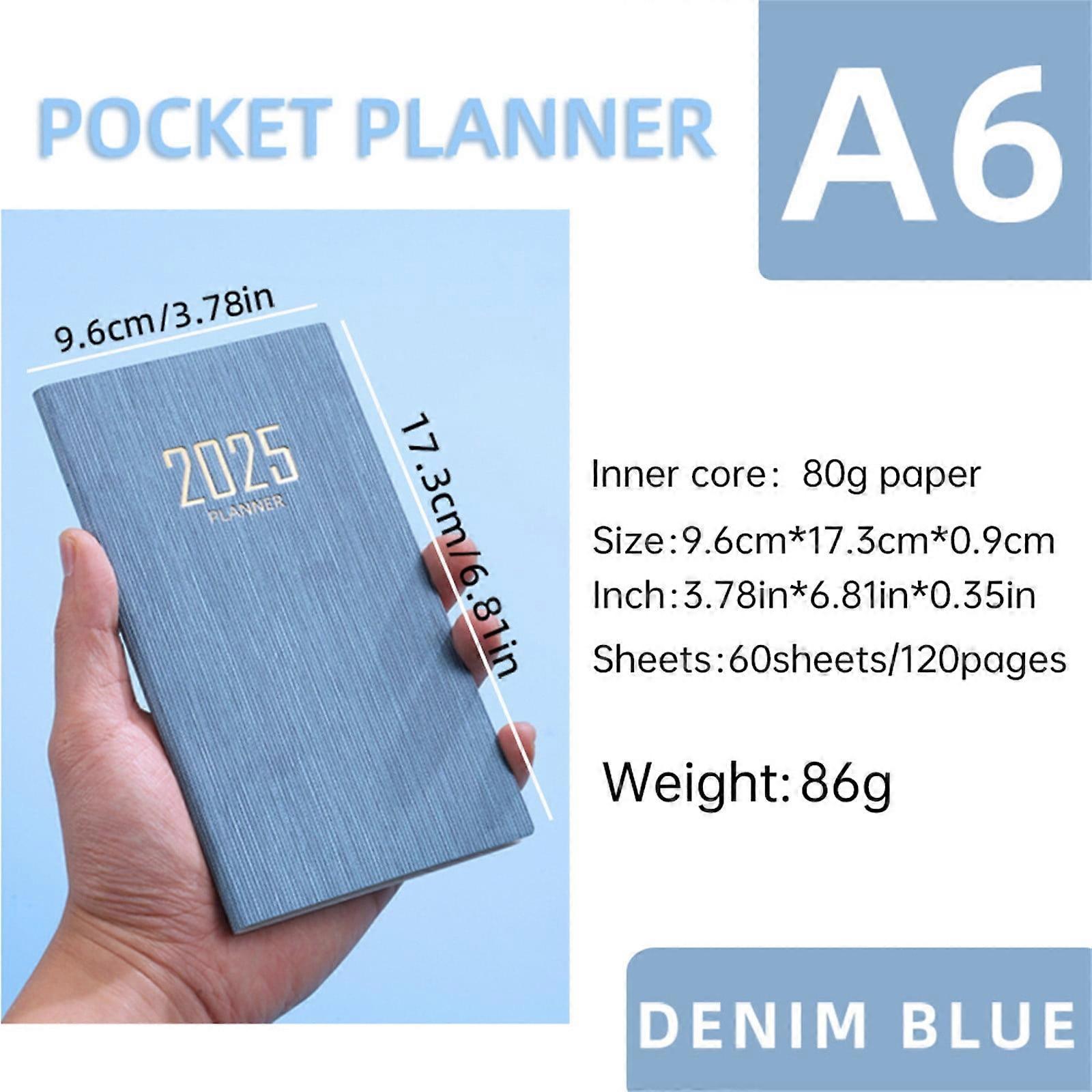 A6 Small Journal Notebook, Pocket Notebook Mini Notebook Hardcover, Weekly Daily Planner Schedule Organizer 365-Day Daily Planning Notebook for 2025