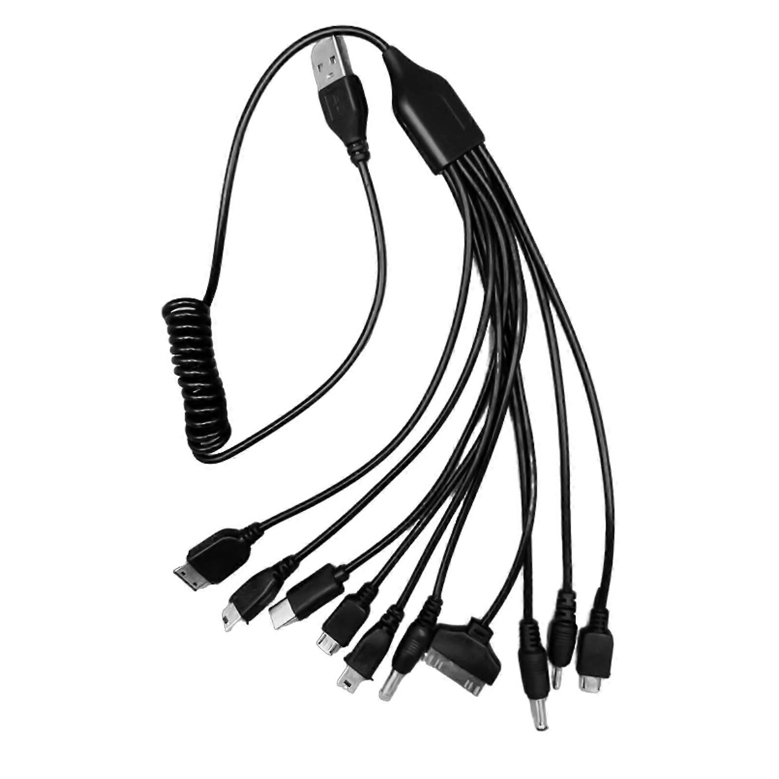 54cm Long Spring Coiled USB Charging Cable Cord 10 Different Connectors Wire Support Efficient Data and Power Transfer Multicolor