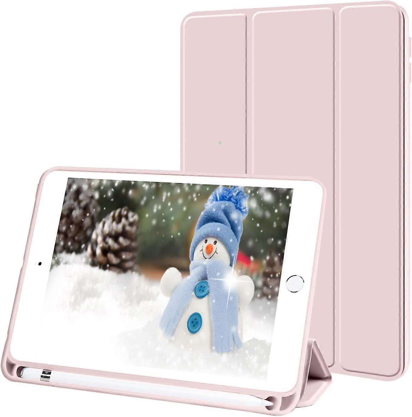 Case for compatible with iPad Mini 5 Generation 2019 with Pencil Holder, Slim Lightweight Trifold Stand Smart Cover, Soft TPU Back