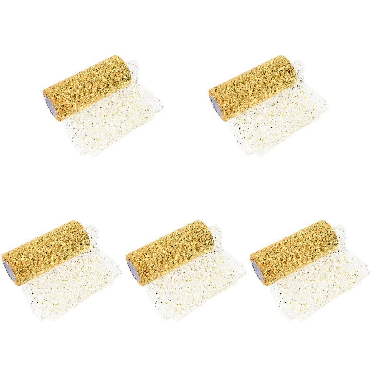 5 Rolls Sequin Tulle Ribbon Multi-use Polyester Tulle Glitter Gauze Roll Headdress Material