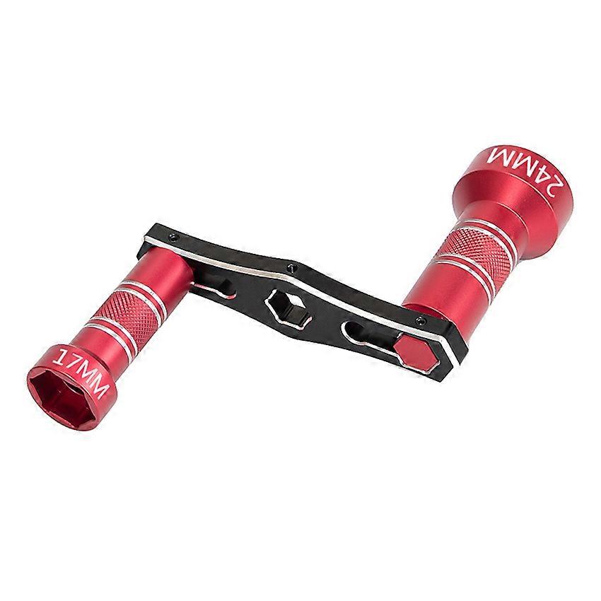 Interchangeable Hex Nut Socket Wrench 17mm/24mm for 1/6 1/8 1/10 Model Cars  - RC Car Accessories (Red)
