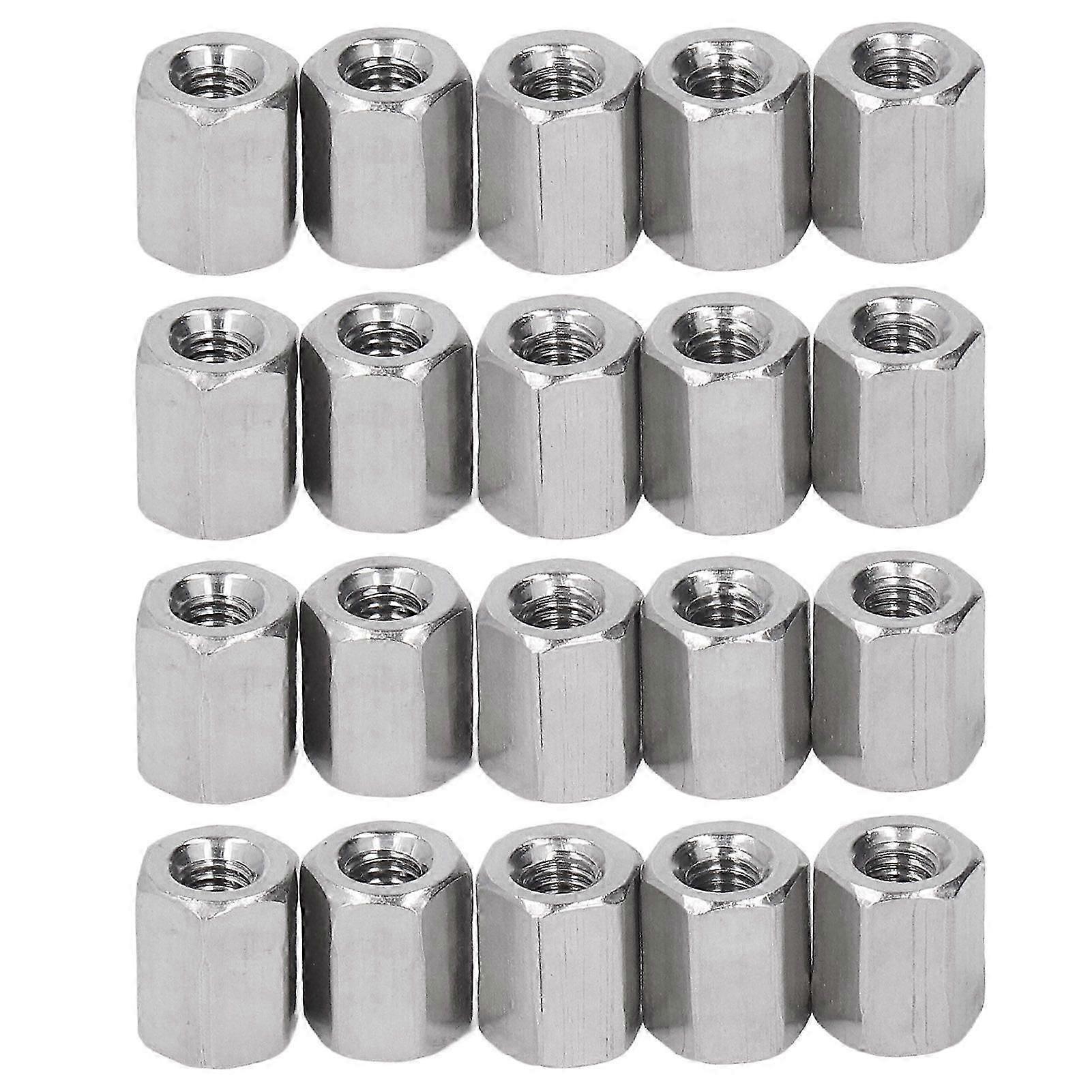 20PCS Hex Coupling Nut Stainless Steel Rustproof M4 X 0.7 8 L10mm 6 Sides Connector Nuts for Installation