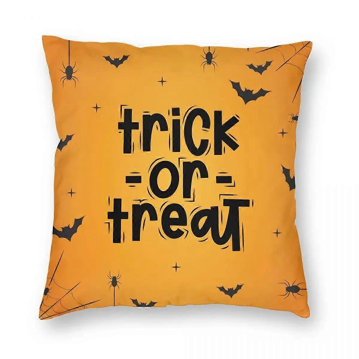 Knask eller knep Halloween-putetrekk Dobbeltsidig trykk Polyester putetrekk Dekorasjonsputetrekk Sete Firkantet X