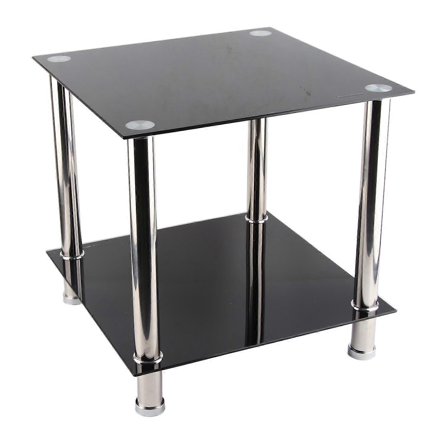 Black Glass Chrome Legs Coffee Side Coffee Lamp End Table