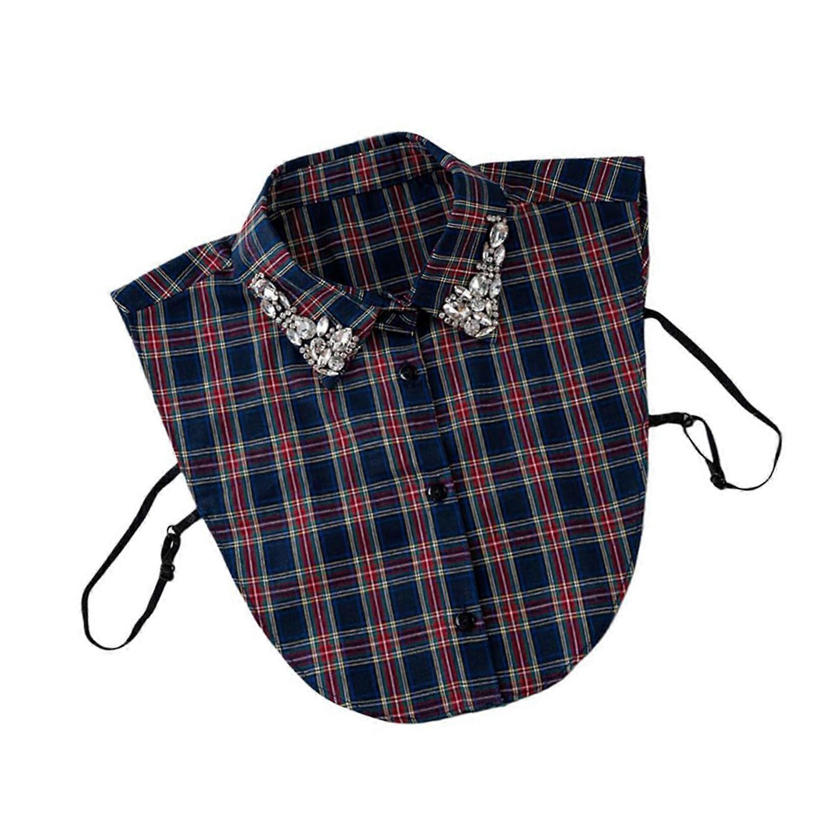 Classical Plaids Decorative Collar Lightweight Polyester Effortless Style Matching  Blue