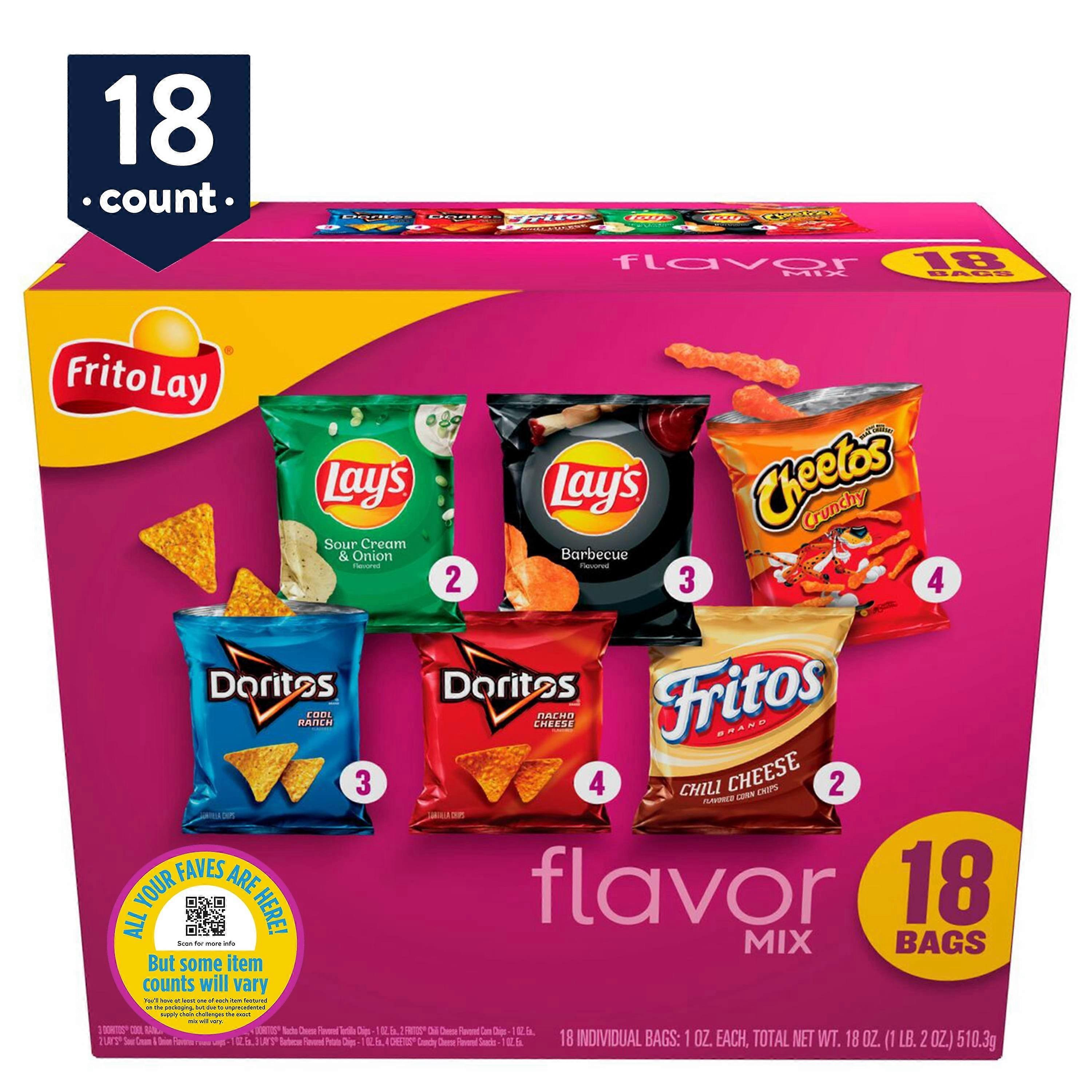 Paquete variado de mezcla de sabores Frito-lay Snacks, 18 unidades