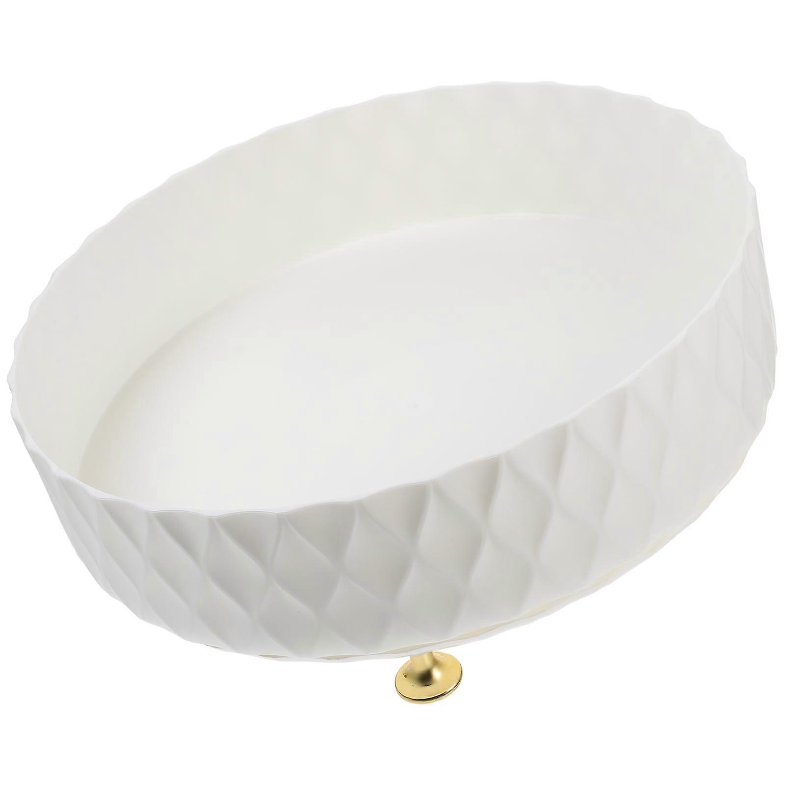 Kitchen Rotating Storage Rack Fruit Plate Condiment Storage Box (28cm White) Kitchen Organizing