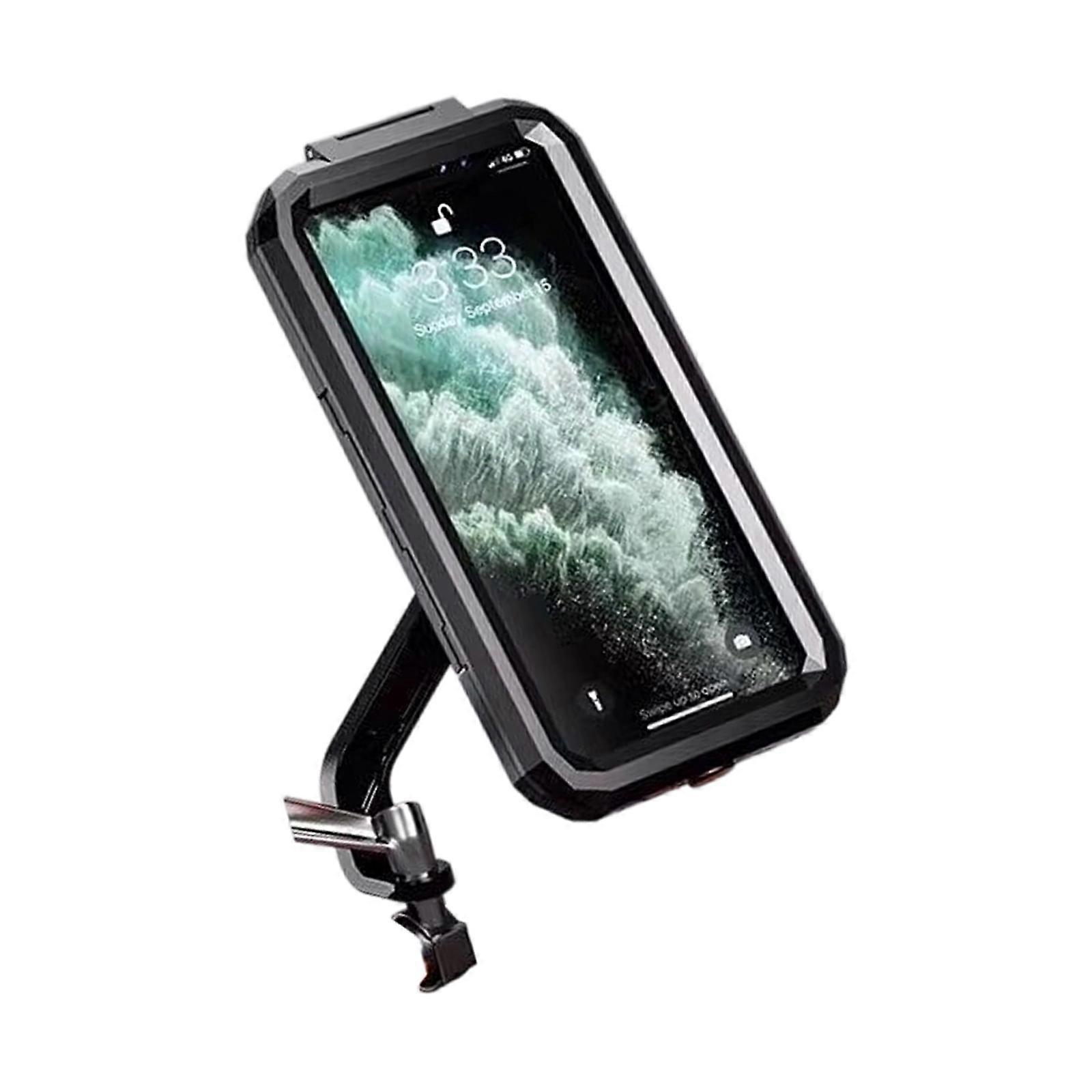 Anti Shake Motorcycle Phone Mount Stand Full Enclosure Touch Display Accessible Rainproof 7Inch Device Adjustable Height Multicolor