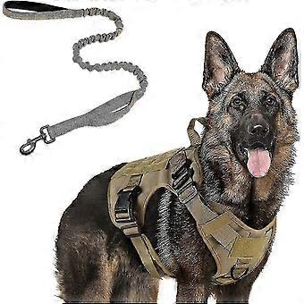 w Heytea Tactical Dog Harness And 5.2ft Bungee Leash, Military Dog Harness Set For Large Medium Dogs, Hunting, Training - -