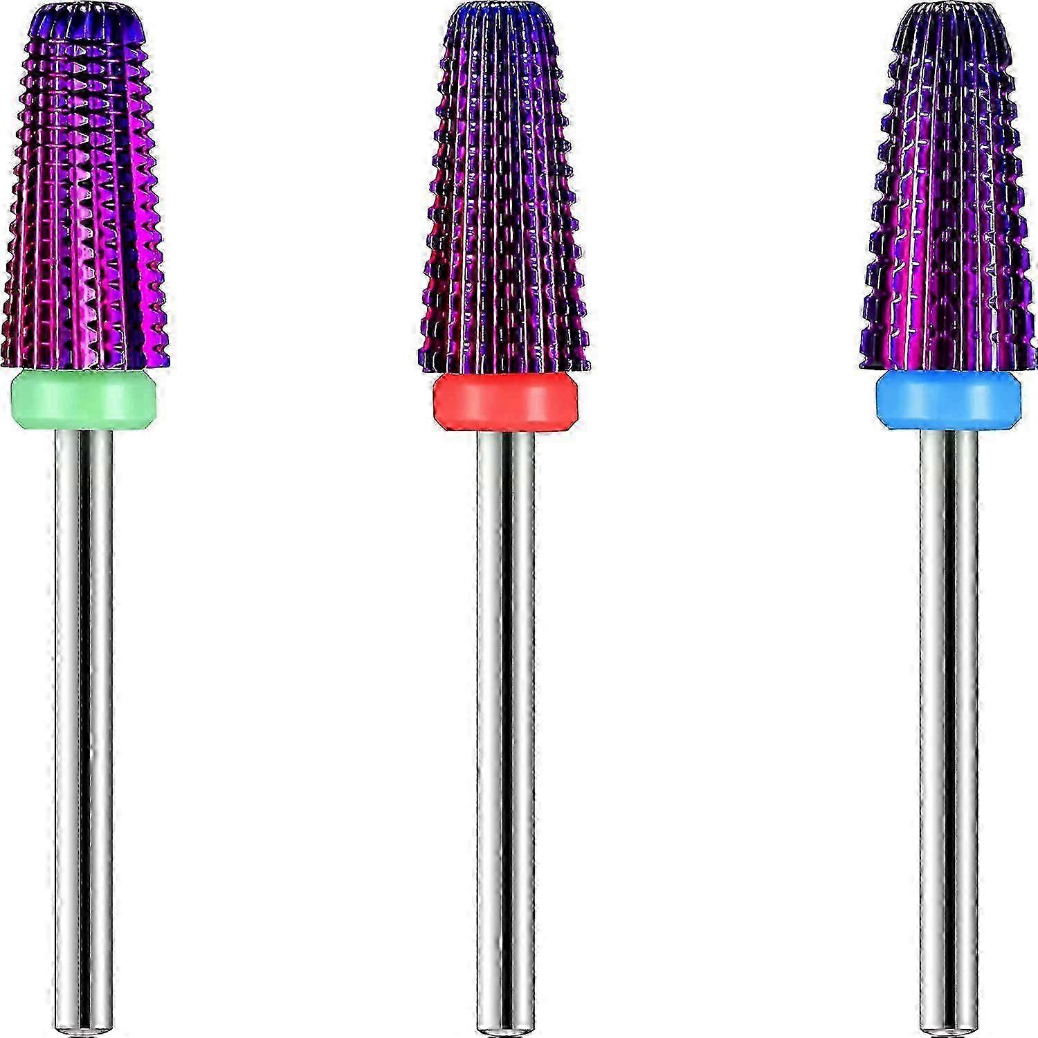 3 Pieces Nail Carbide 5 In 1 Bit, Nail Drill Bits Set-2 Way Rotate Use for Both Left To Right Handed, 3/32 Inch Shank Size Drill Machine for