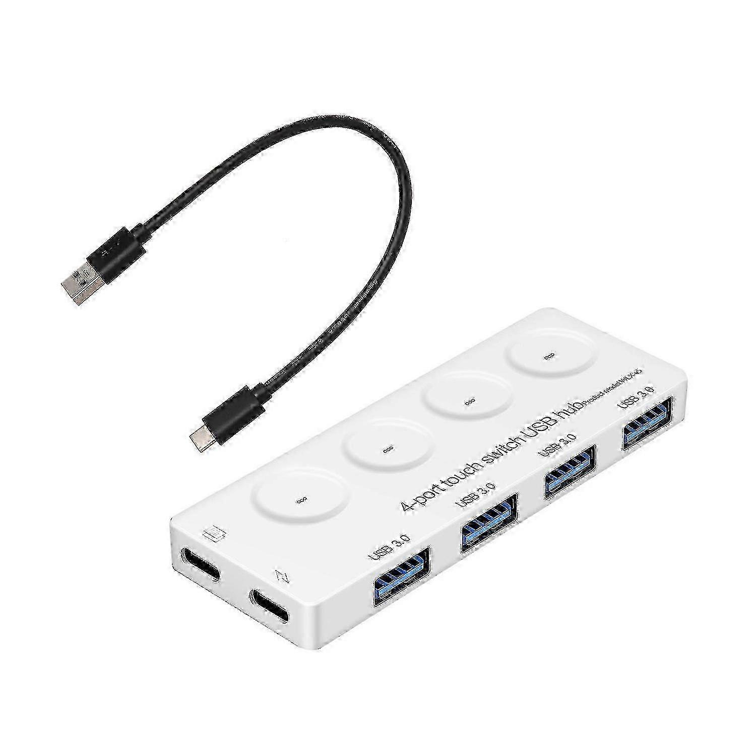 Powered USB Hub 3.0, 4-Port USB Data Hub Splitter with One for Smart Charging Po