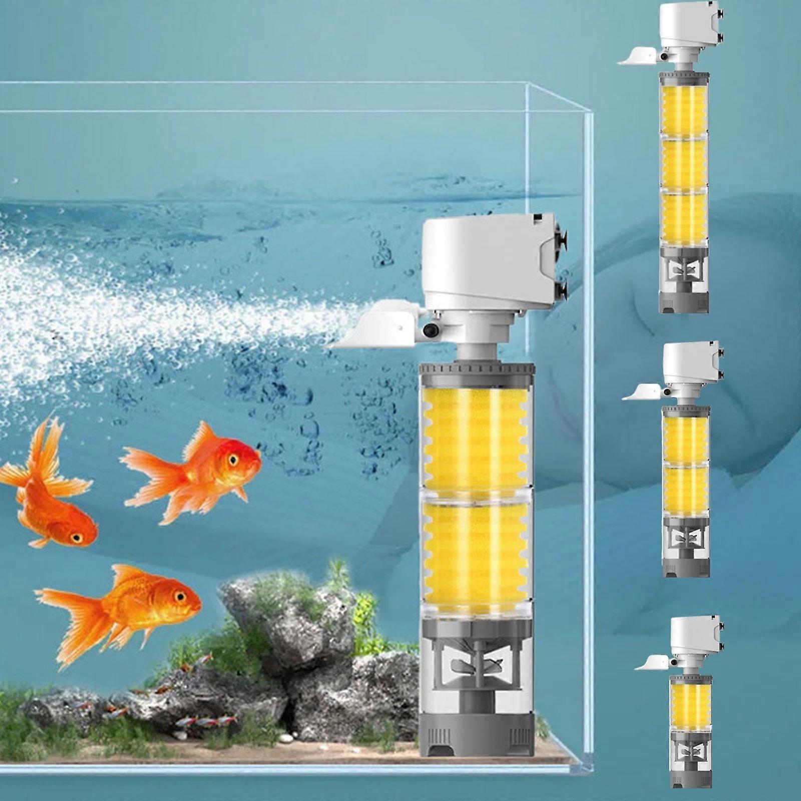 Jacenvly Fish Tank Filter, 3-in-1 Silent Circulation System with Purification & Oxygenation Pump, Compatible with Small Aquariums, Bedroom Decor