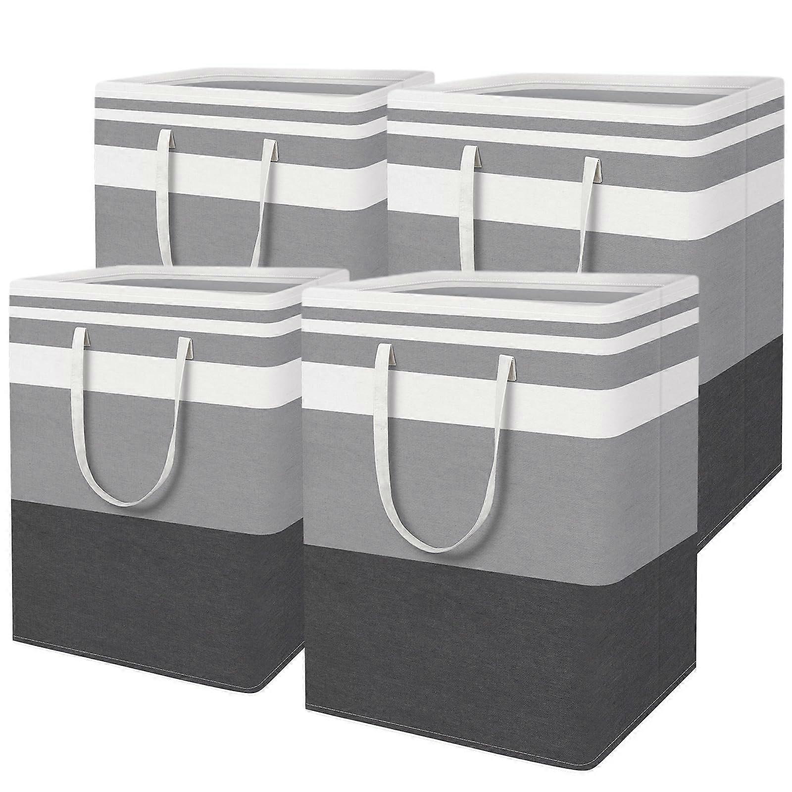 4 Pack Large Laundry Basket Waterproof Collapsible Hamper with Handles for Dorm and Family 125L Gradient Grey