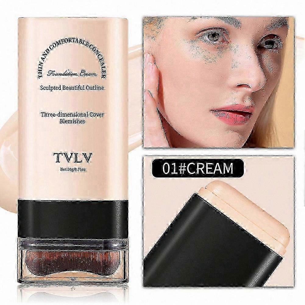 Skin Tint Stick with Brush, Long-Lasting Concealer & Serum-Infused Beauty Balm for Flawless Coverage