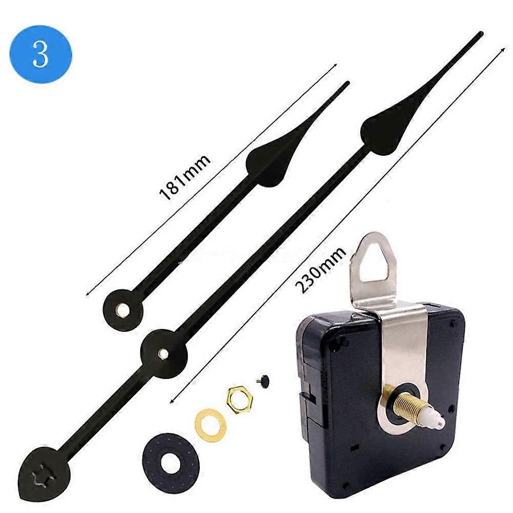 Girlsshop High Torque Long Hands Silent Quartz Clock Movement Mechanism Replacement Diy,Black 2