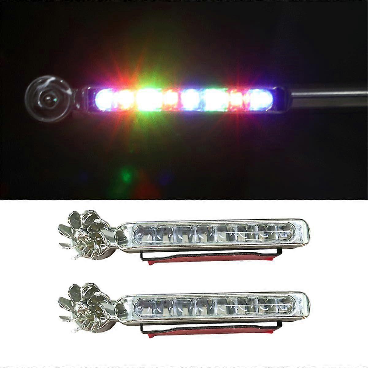 2-Pack Wind Powered LED Car Lights, Waterproof Auto Daytime Running Lamps with 8 LEDs, No External Power Needed, Colorful.