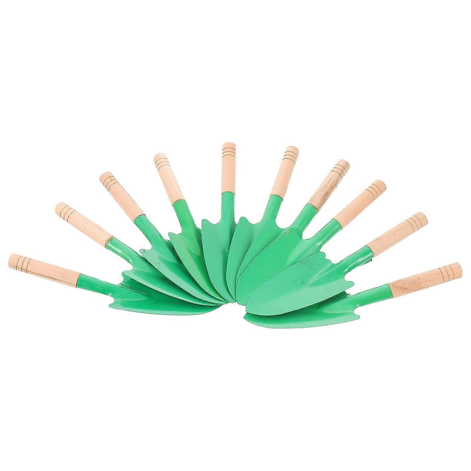10 Pcs Wooden Handle Garden Trowel Set  Mini Shovel for Planting, Weeding, Pots and Planters