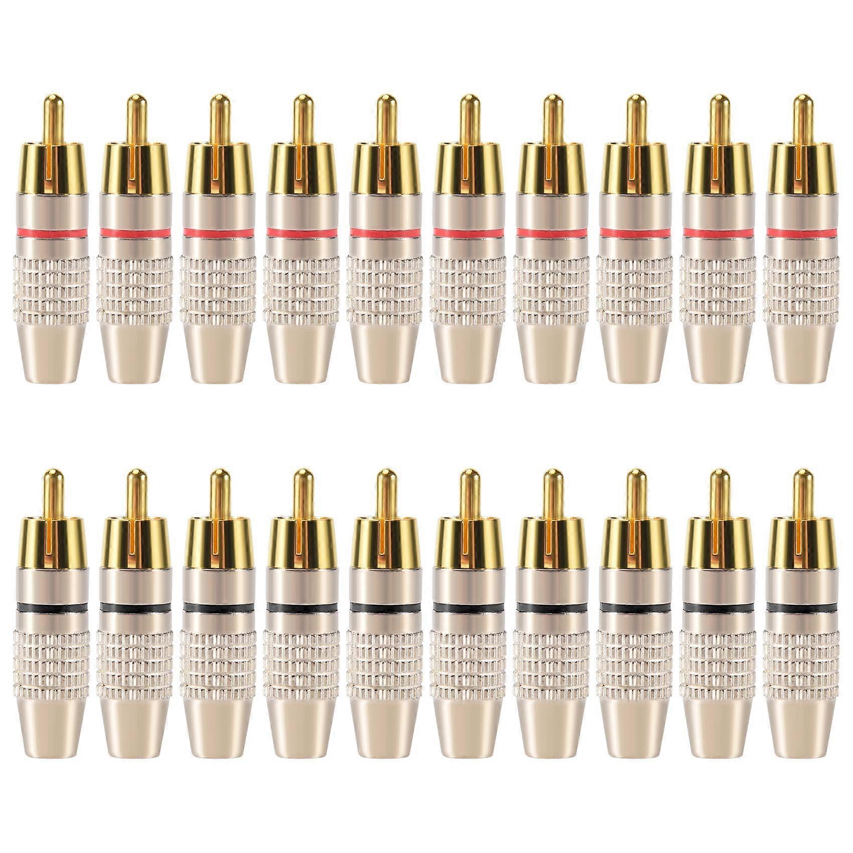 20 Pcs RCA Plug Audio Video Locking Cable Connector Gold Plated