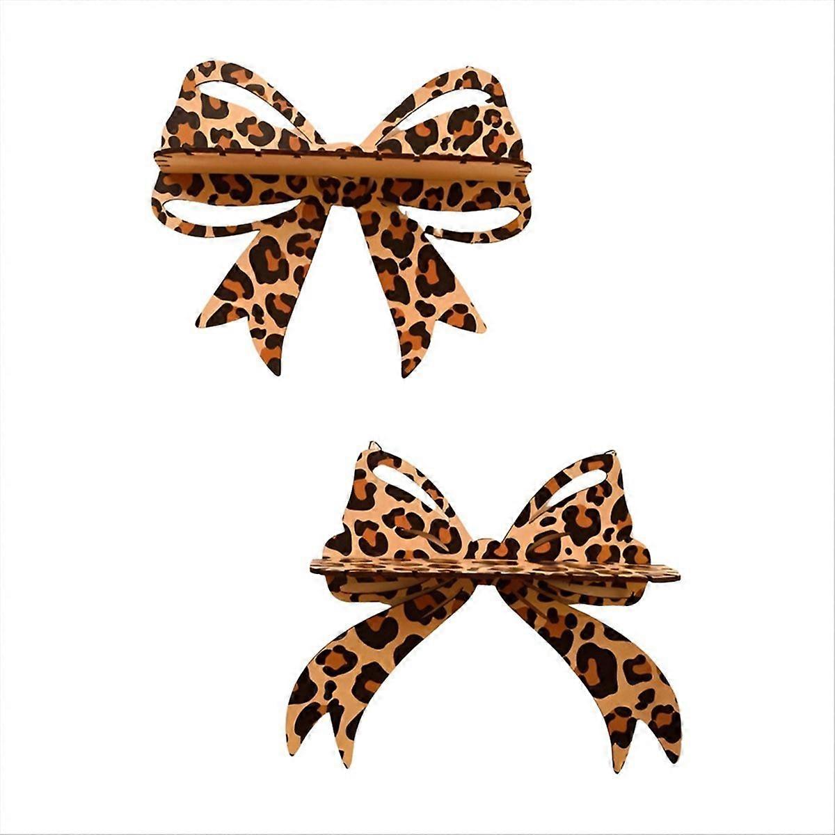 Leopard Print Bow Wall Shelf Decorative Hanging Jewelry Rack