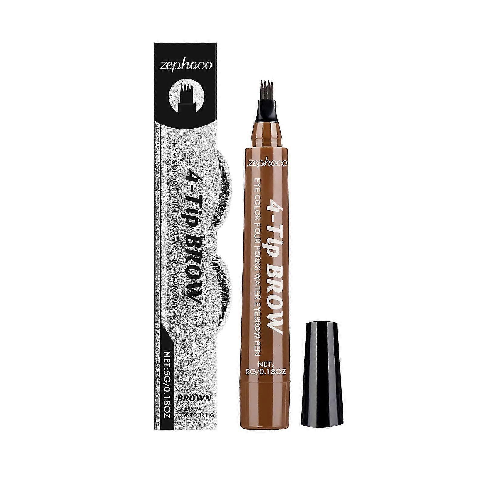 Zephoco Brown Four-Fork Eyebrow Pencil Can Shape Eyebrows, Be Waterproof And Sweat-Proof, And Fill Eyebrows Naturally And Smoothly To Make Them Fuller