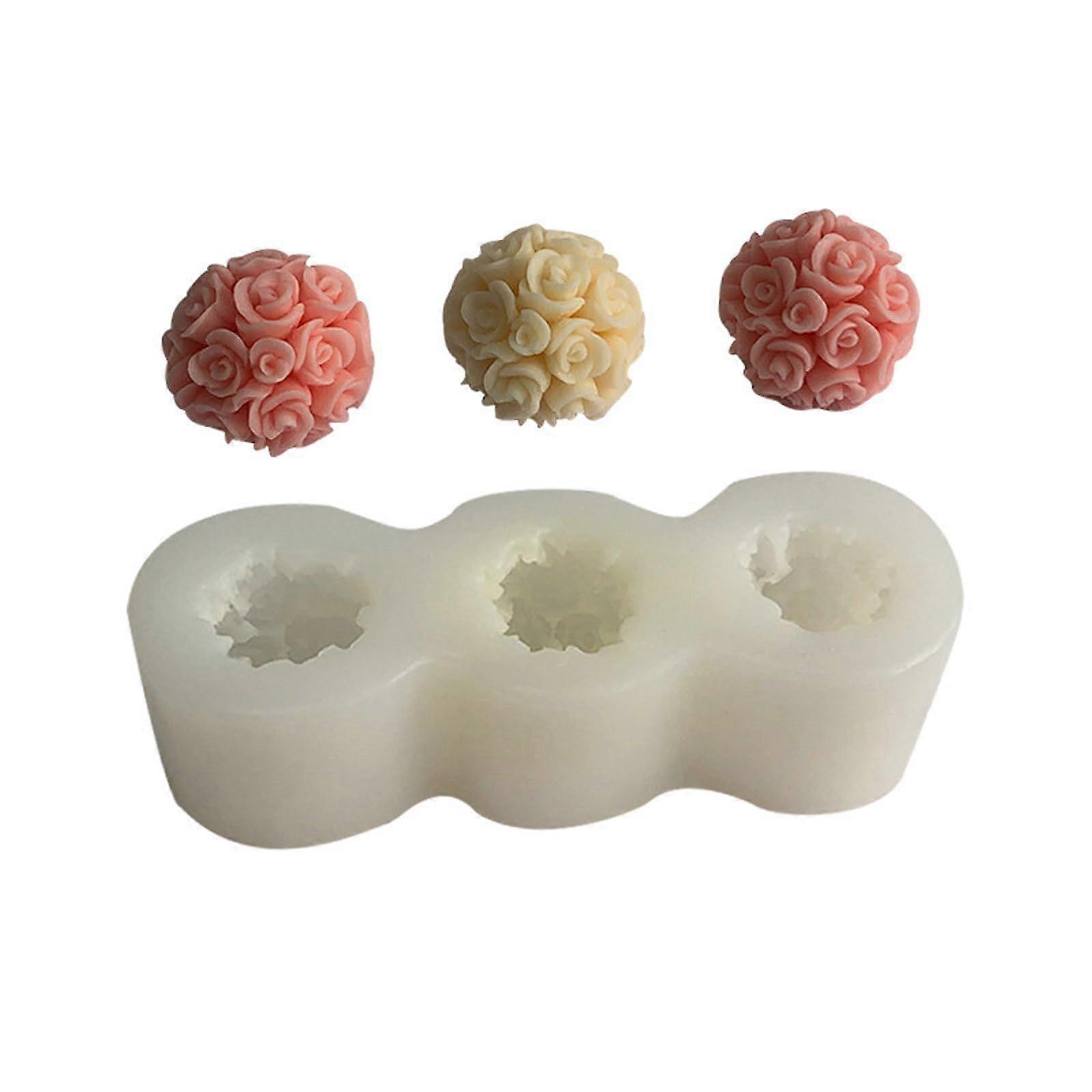 3 Cavity Rose Silicone Mold for Soap Making Cake Chocolate Nonstick Easy Release Crafting