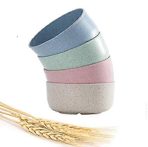 Wheat Straw Bowls Set of 4, Unbreakable Lightweight 400ml, Microwave Dishwasher Safe EcoFriendly