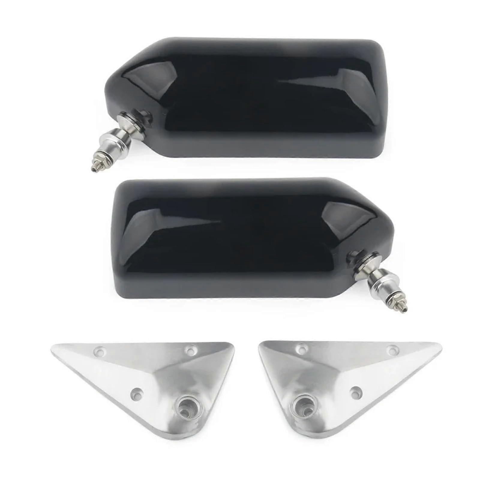2pcs Universal Retro Car Rearview Mirror with Weatherproof ABS Side Mirror Covers, F1 Style Black