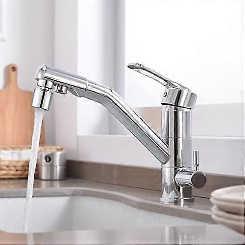 3 Way Kitchen Sink Mixer Tap with Filter, Dual Mode Outlet, Chrome Finish, Hot and Cold Water