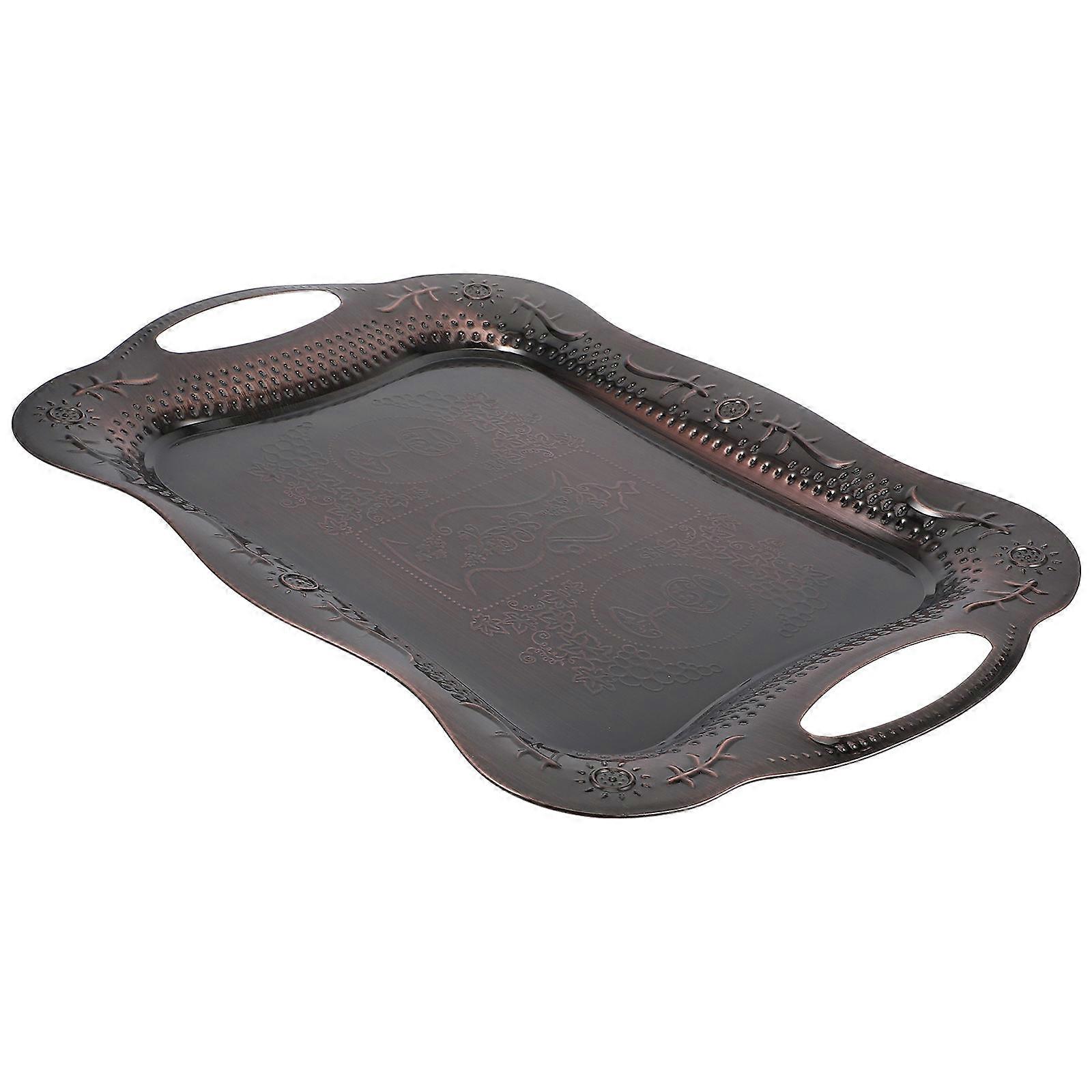 Brown Stainless Steel Serving Tray for Storage Rectangular Fruit and Snack Serving Tray
