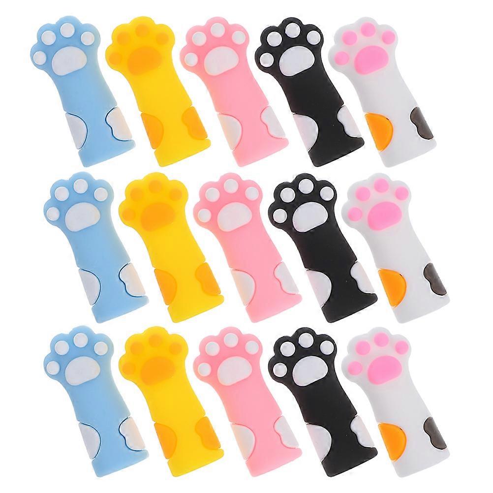 Assorted Color Cat Paw Pencil Caps for Office Use 18Pcs Set
