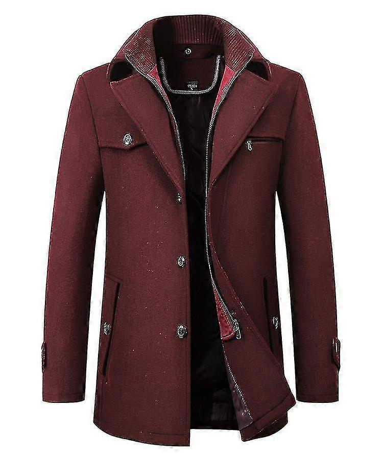 Long Winter Jacket for Men Made of Wool with Double Collar Design