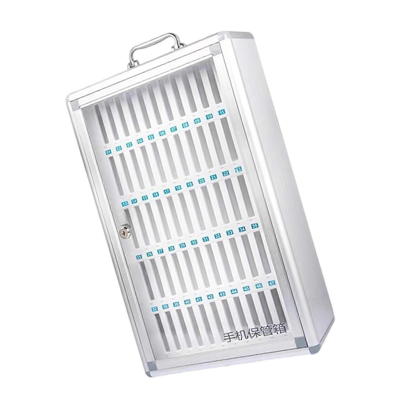 Lockable Phone Storage Box with Double Security Lock for Mobile Devices Privacy Protections Portable Aluminum Alloy Case for School Office and