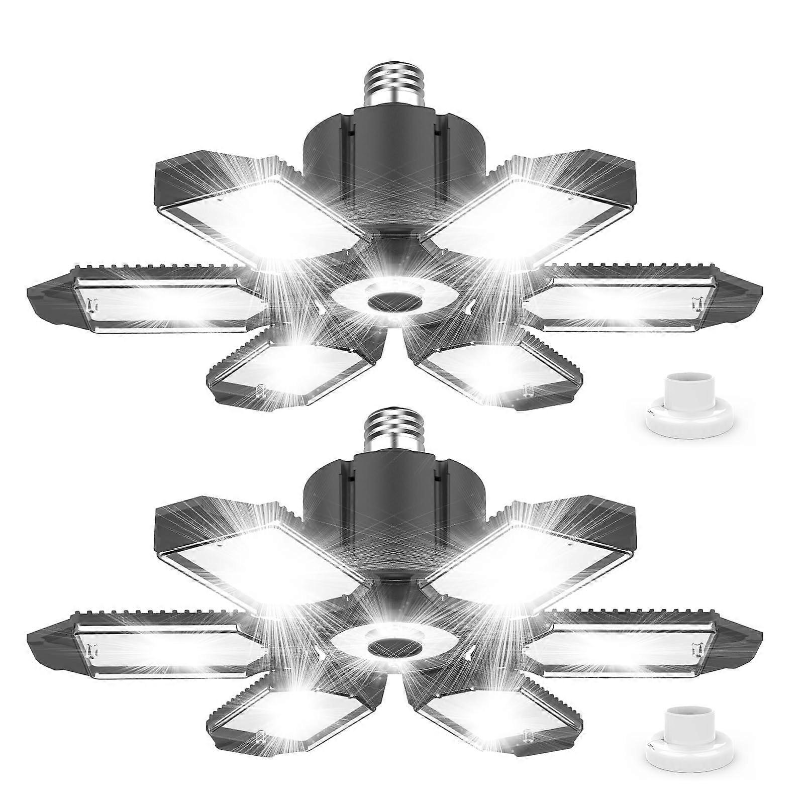 LED Garage Lights 2 Pack 200W Super Bright 22000LM 360° Adjustable E26/E27 Ceiling  Lighting