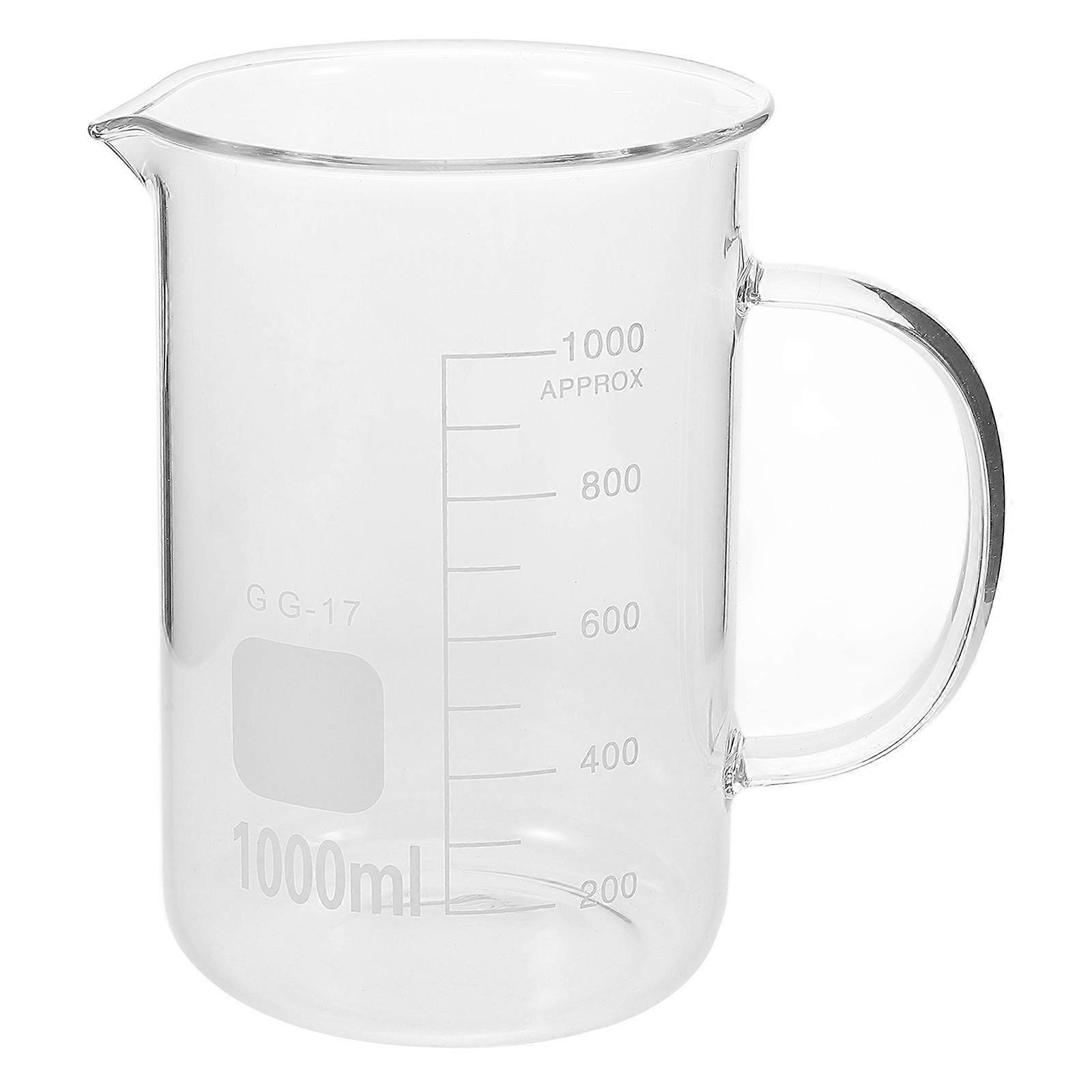 Glass Measuring Cup Beaker Mug for Laboratory Use with Handle 1000Ml