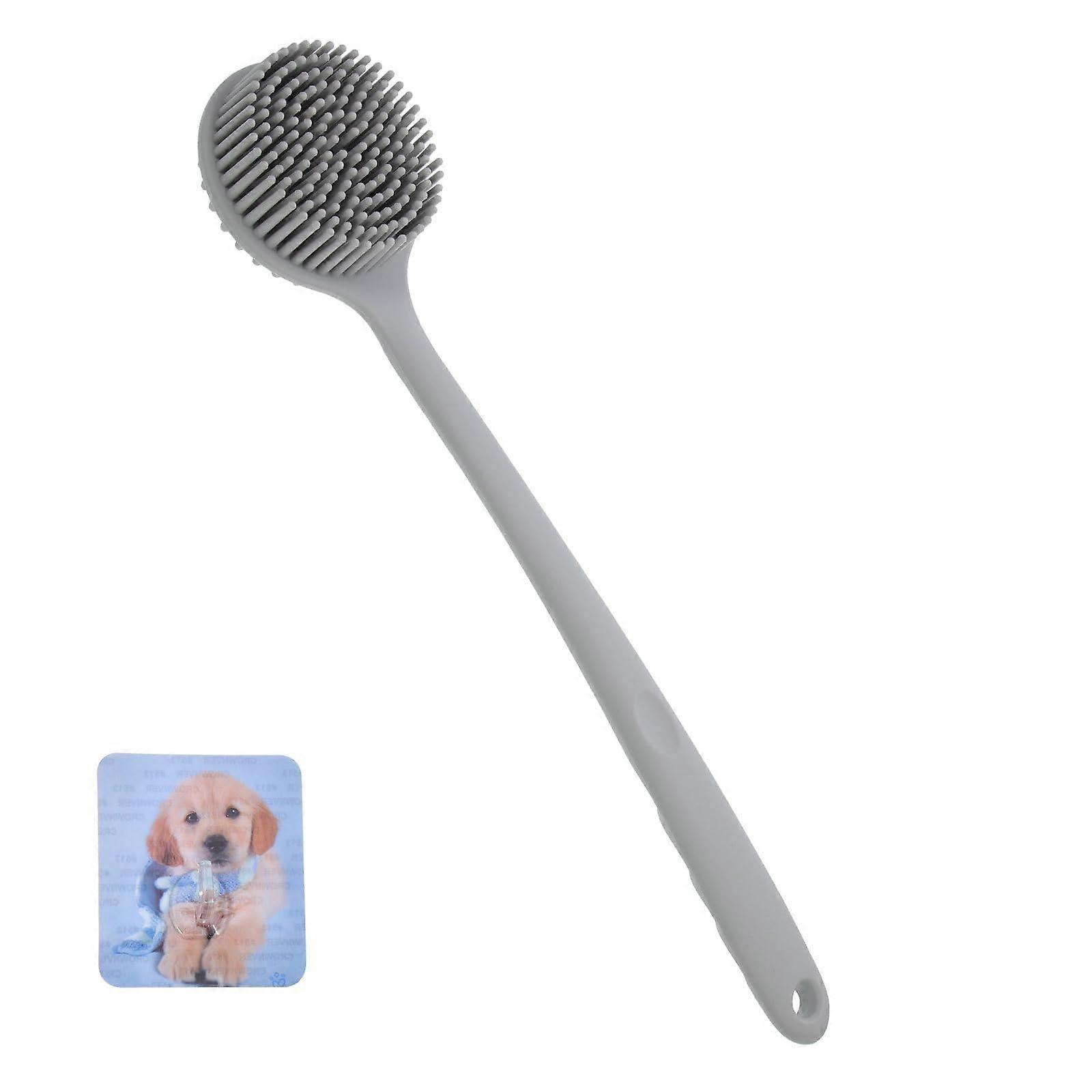 Silicone Body Scrubber with Long Handle for Shower, Gentle Exfoliating Back Brush and Easy Clean
