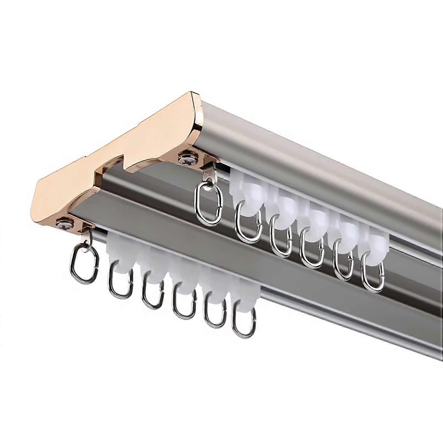 Heavy Duty Curtain Track System Ceiling Mount Double Rail for Sheer and Blackout Curtains 4.5m Gray