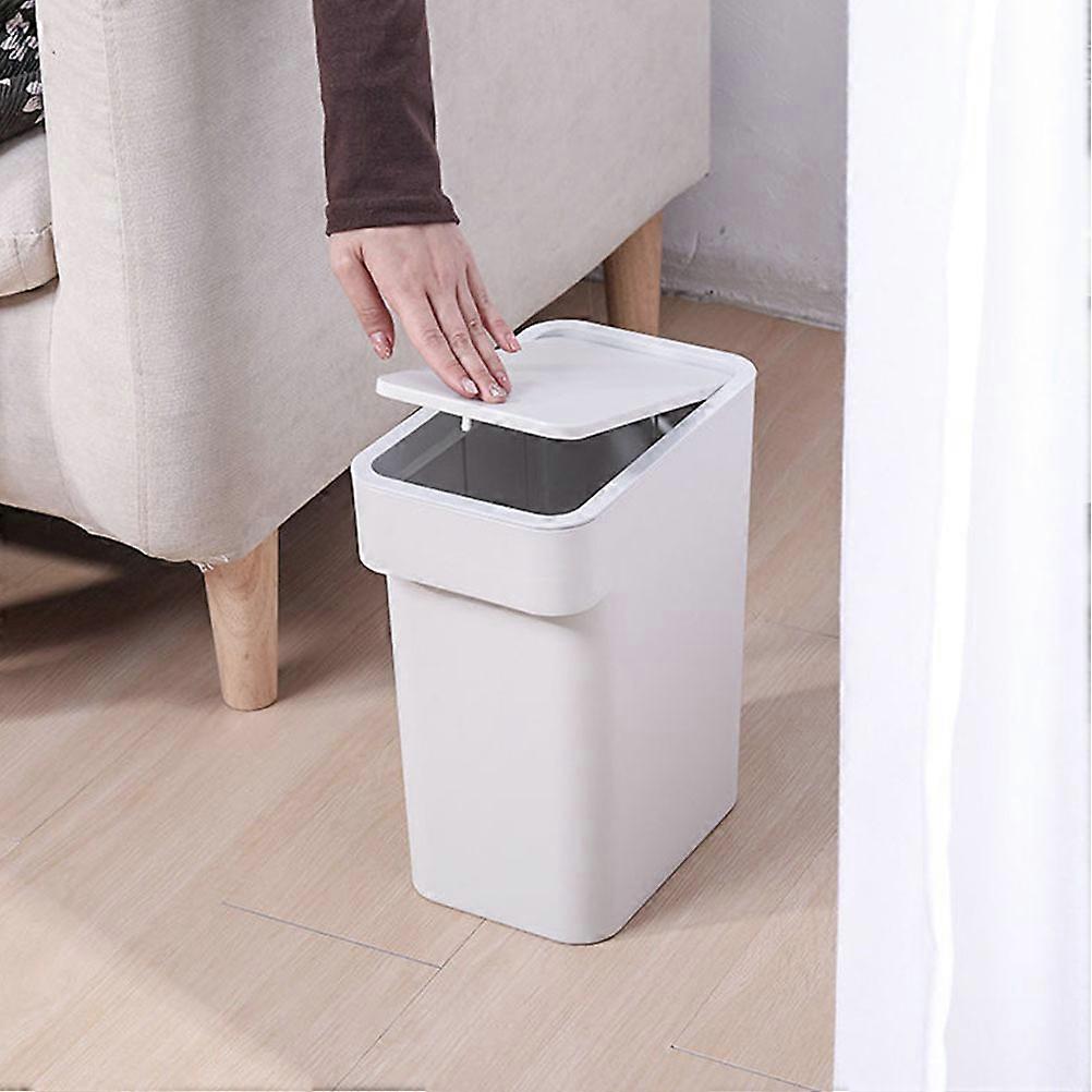 Press-Type Trash Can 7L Round Edge Pp Material No Smell Kitchen Bathroom Office Home Use Garbage Container Dust Bin
