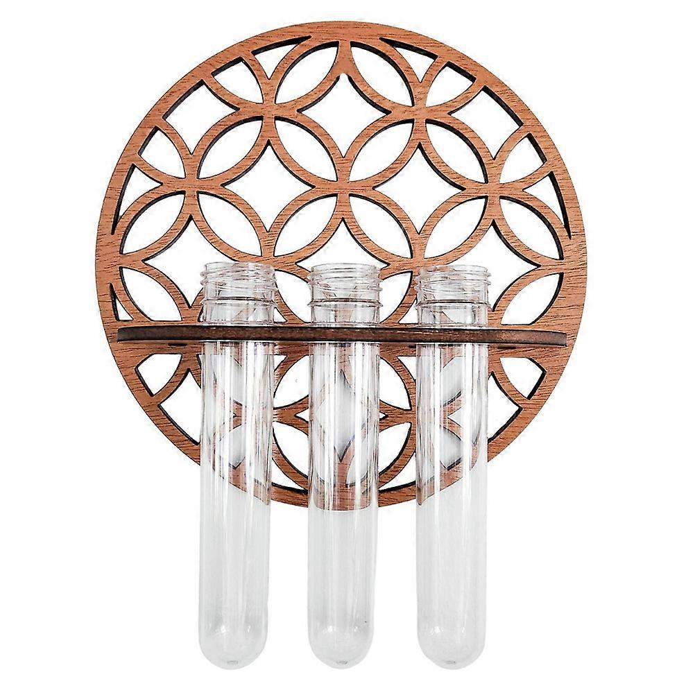 Creative Hydroponic Vase Decor with Wooden Stand for Wall Use 1Set