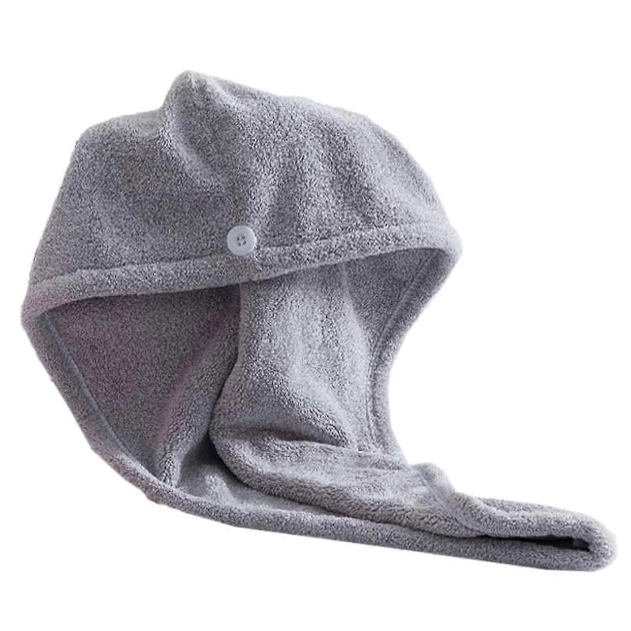 Hair Drying Towel Microfiber Quick Dry Cap with Secure Button Closure for Women and Men