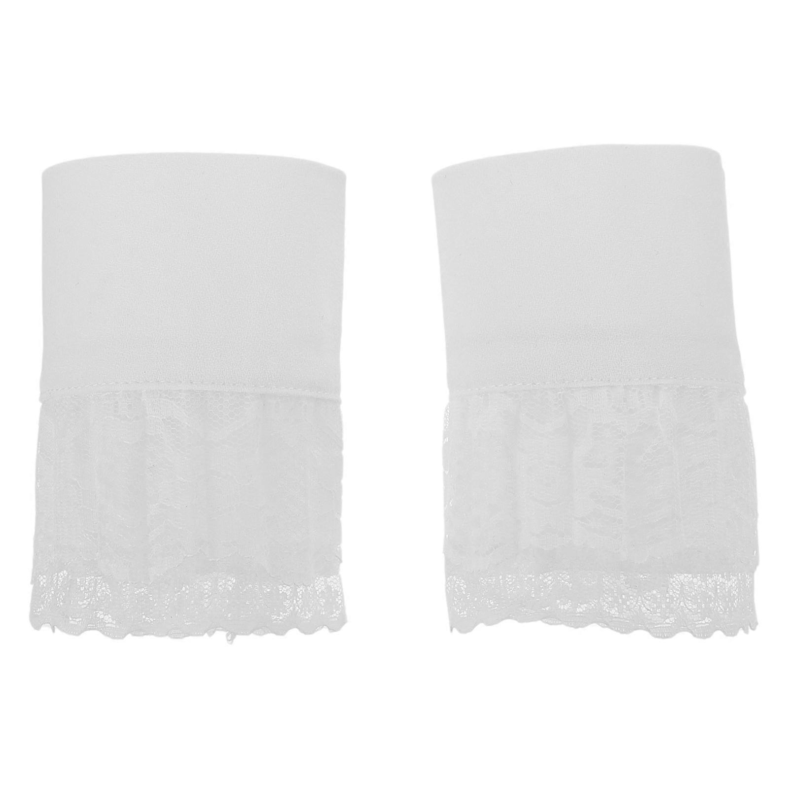 Frilled False Cuff Decorative Clothes White Chiffon Hidden Inside Clothes 1 Pair