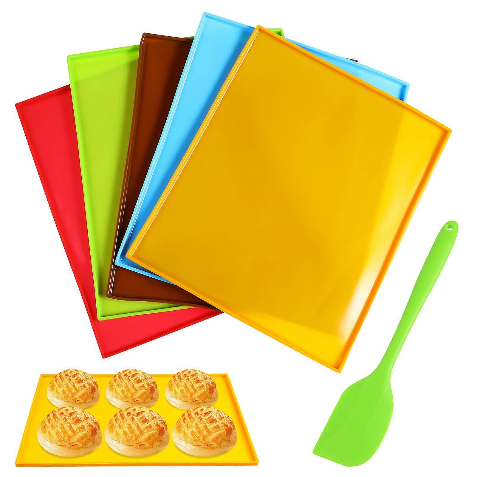 Nonstick Silicone Baking Mats Reusable Silicone Sheets For Baking With Spatula Green Rectangle 6Pcs