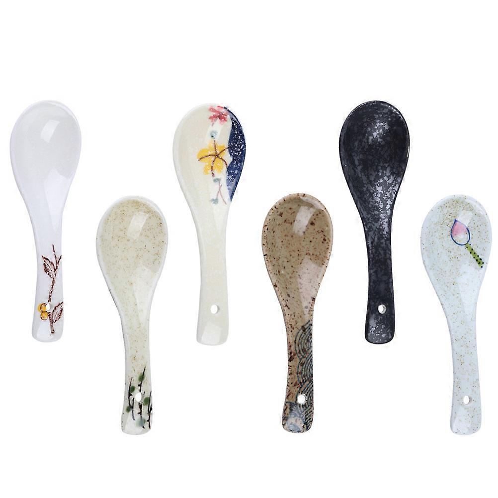 Assorted Color Ceramic Soup Spoons for Rice Eating 18Pcs for Kitchen Use