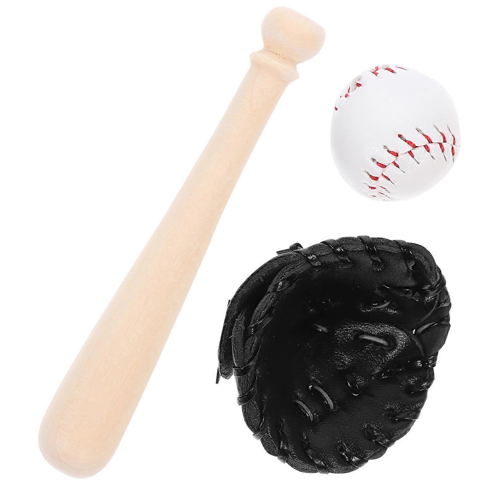 Miniature Baseball Bat Kit Mini Baseball Set for Decoration 1Set