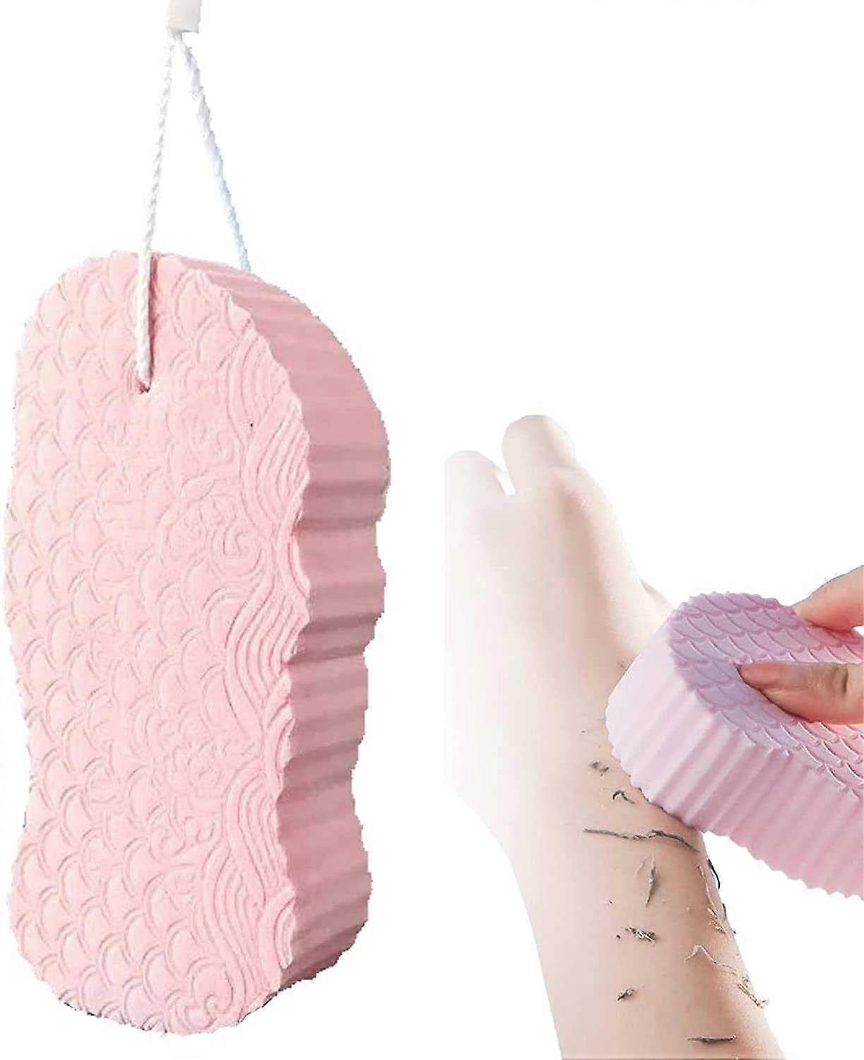 Super Soft Exfoliating Bath Sponge for Sensitive Skin with 3D Texture and Quick Dry Lanyard
