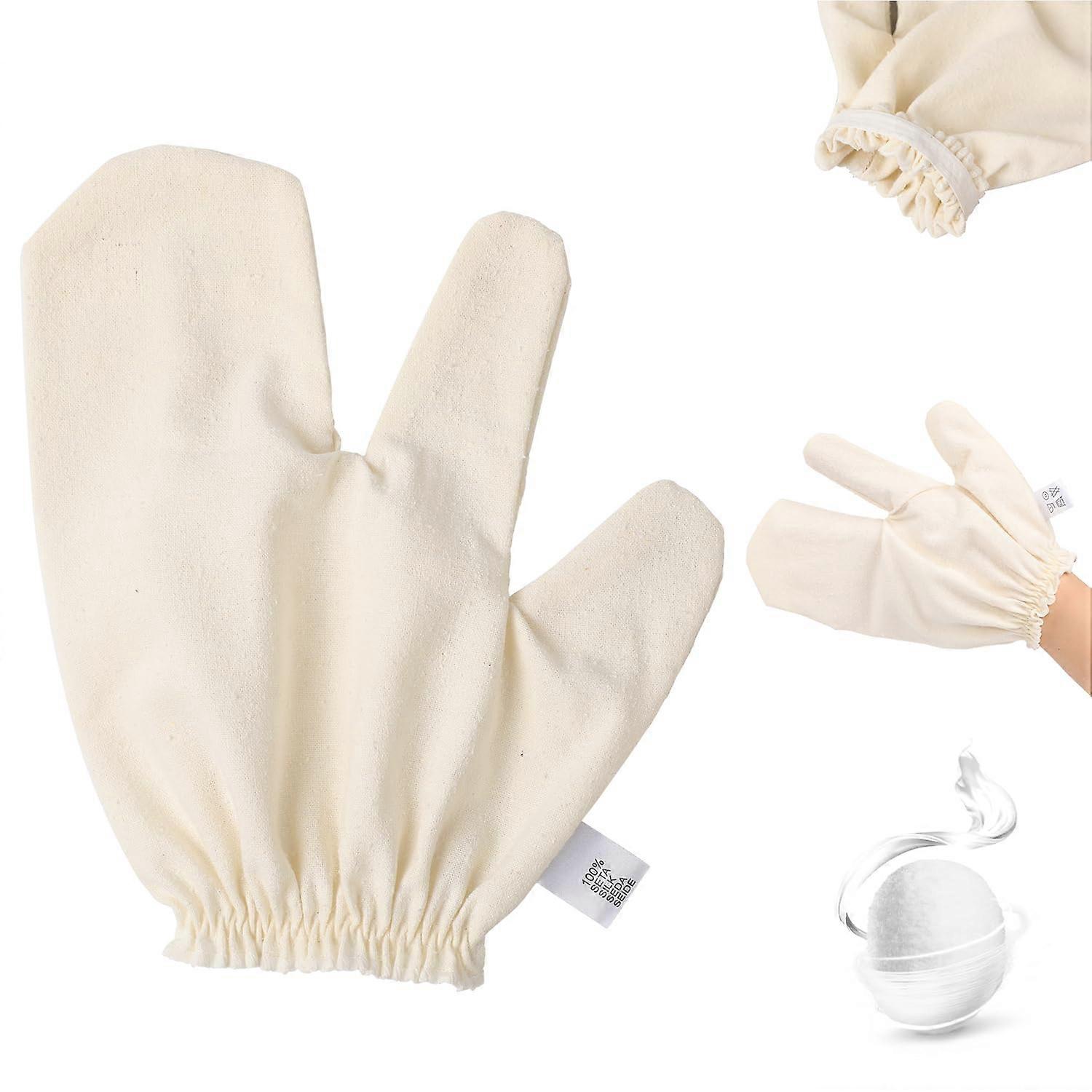 Raw Silk for Gentle Exfoliation and Circulation with Elastic Wrist Strap 1PC