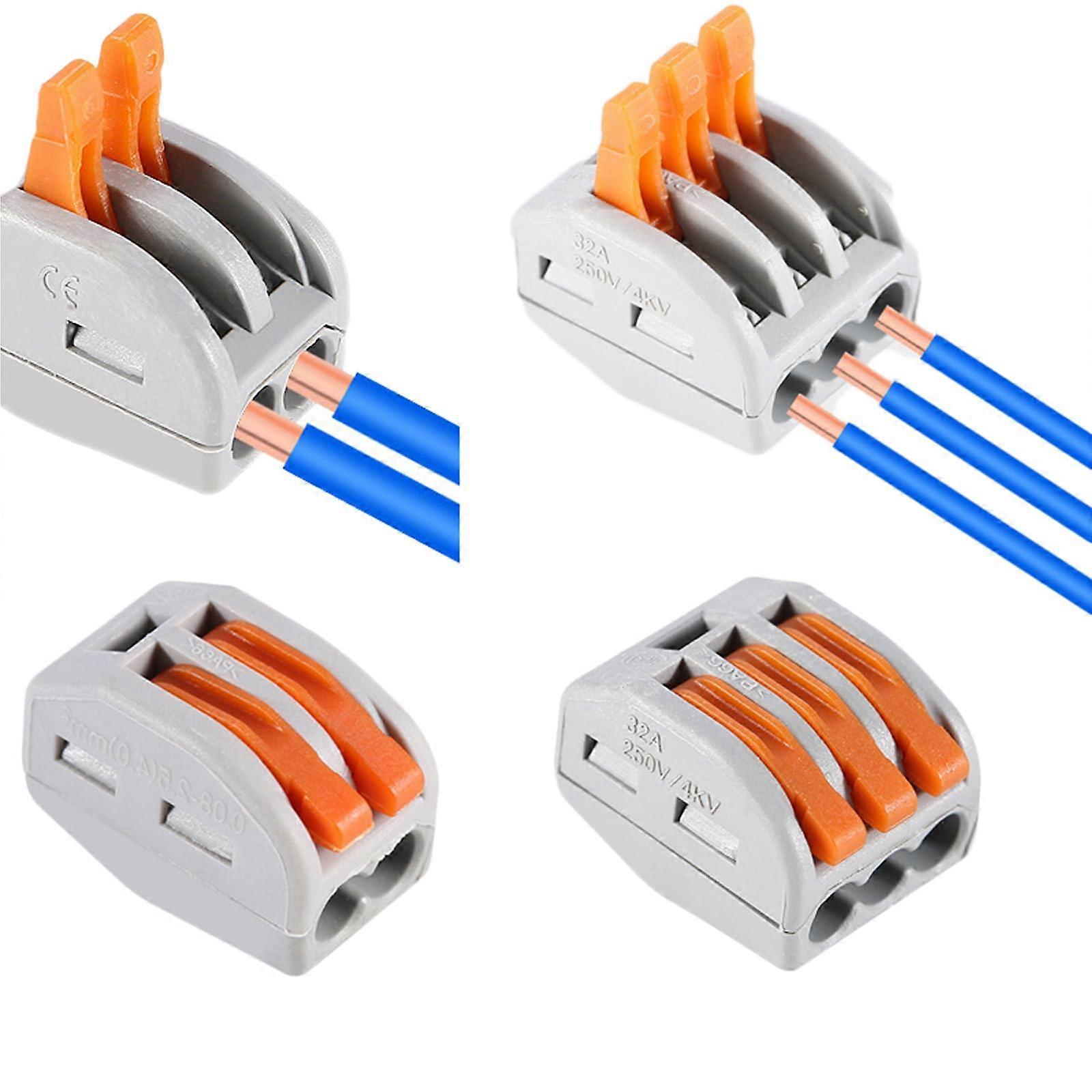 20pcs Wire Connectors Lever Nut Blocks, Compact Reusable Electrical Terminal 2 or 3 Port