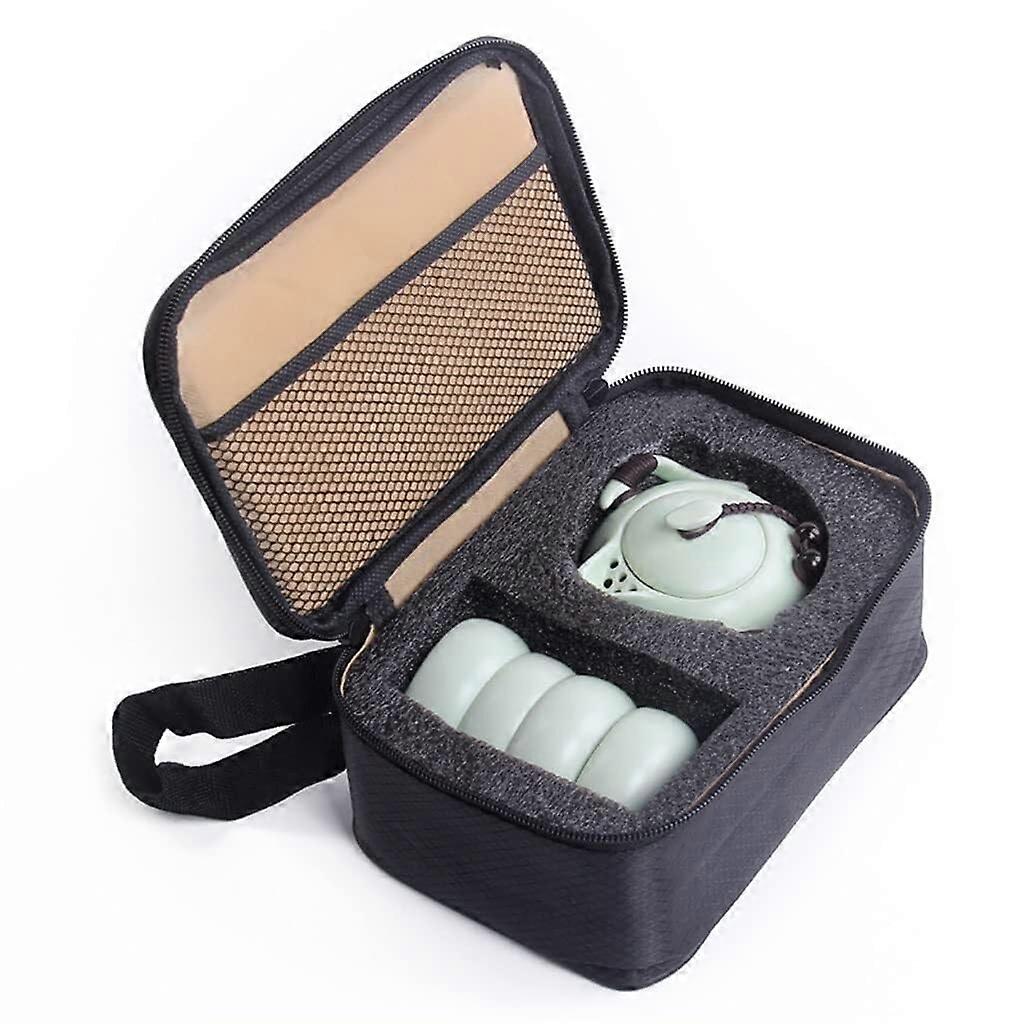 Travel Tea Set with Teapot and 4 Cups, Compact Lightweight Ceramic, Temperature Resistant for Camping